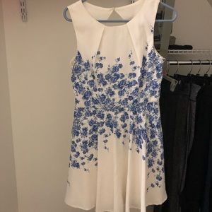 White dress with Blues flowers